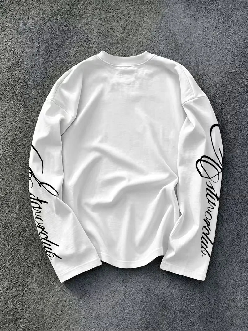 Men's Crew-Neck Longsleeve with Script Sleeve Print