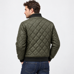 Men's Quilted Bomber Jacket – Diamond-Stitched Stand-Collar Layer