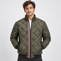 Men's Quilted Bomber Jacket – Diamond-Stitched Stand-Collar Layer