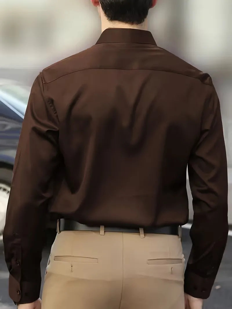 Men's Slim-Fit Mandarin Collar Formal Shirt