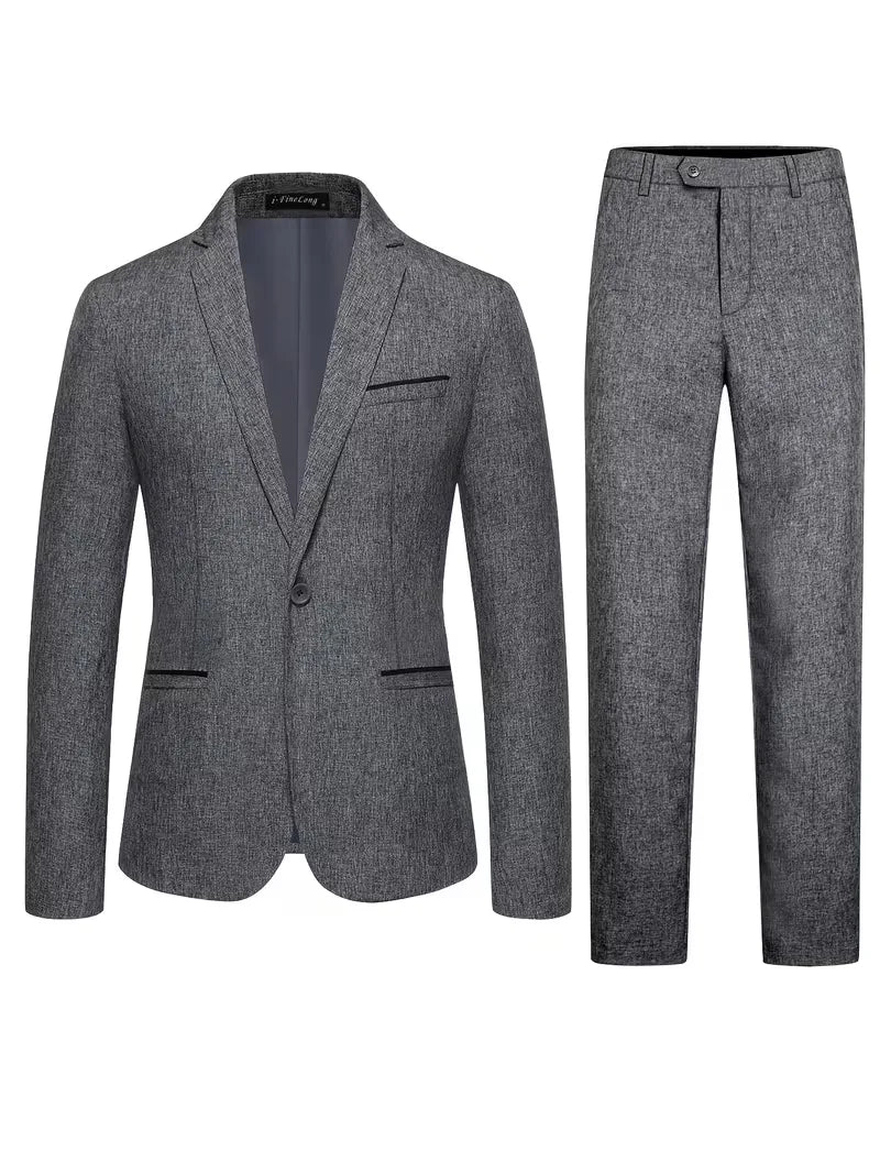 Men's Slim-Fit Two-Piece Suit in Grey