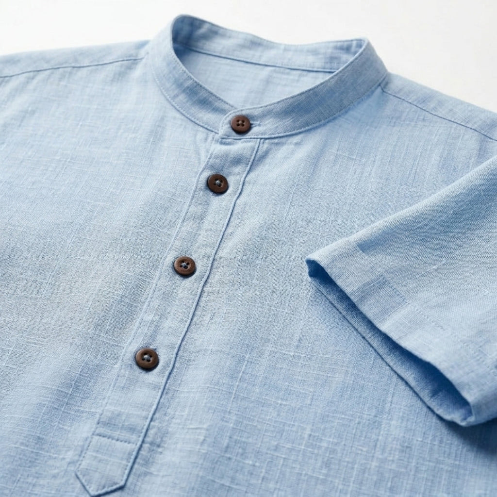 Men's Dense-Weave Linen Shirt – Soft Plush Texture