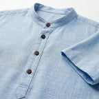 Men's Dense-Weave Linen Shirt – Soft Plush Texture