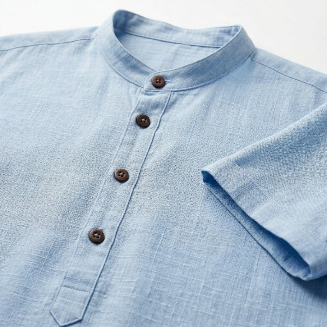 Men's Dense-Weave Linen Shirt – Soft Plush Texture