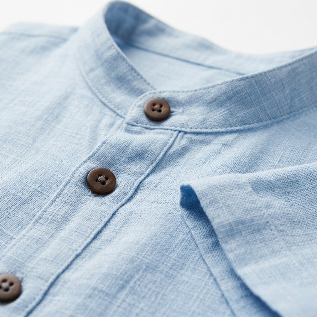 Men's Dense-Weave Linen Shirt – Soft Plush Texture