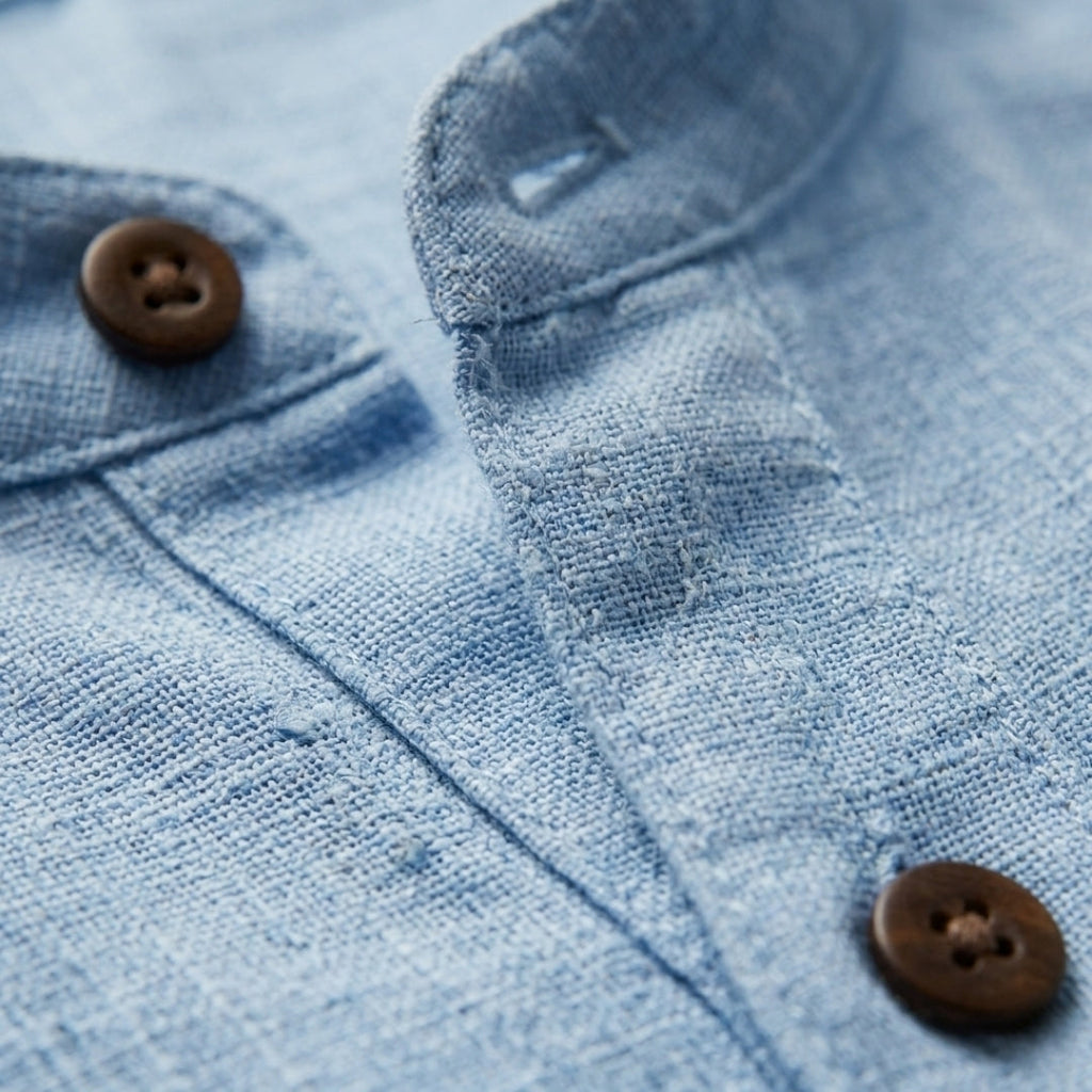 Men's Dense-Weave Linen Shirt – Soft Plush Texture