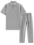 Men's Jacquard Polo and Trouser Lounge Set