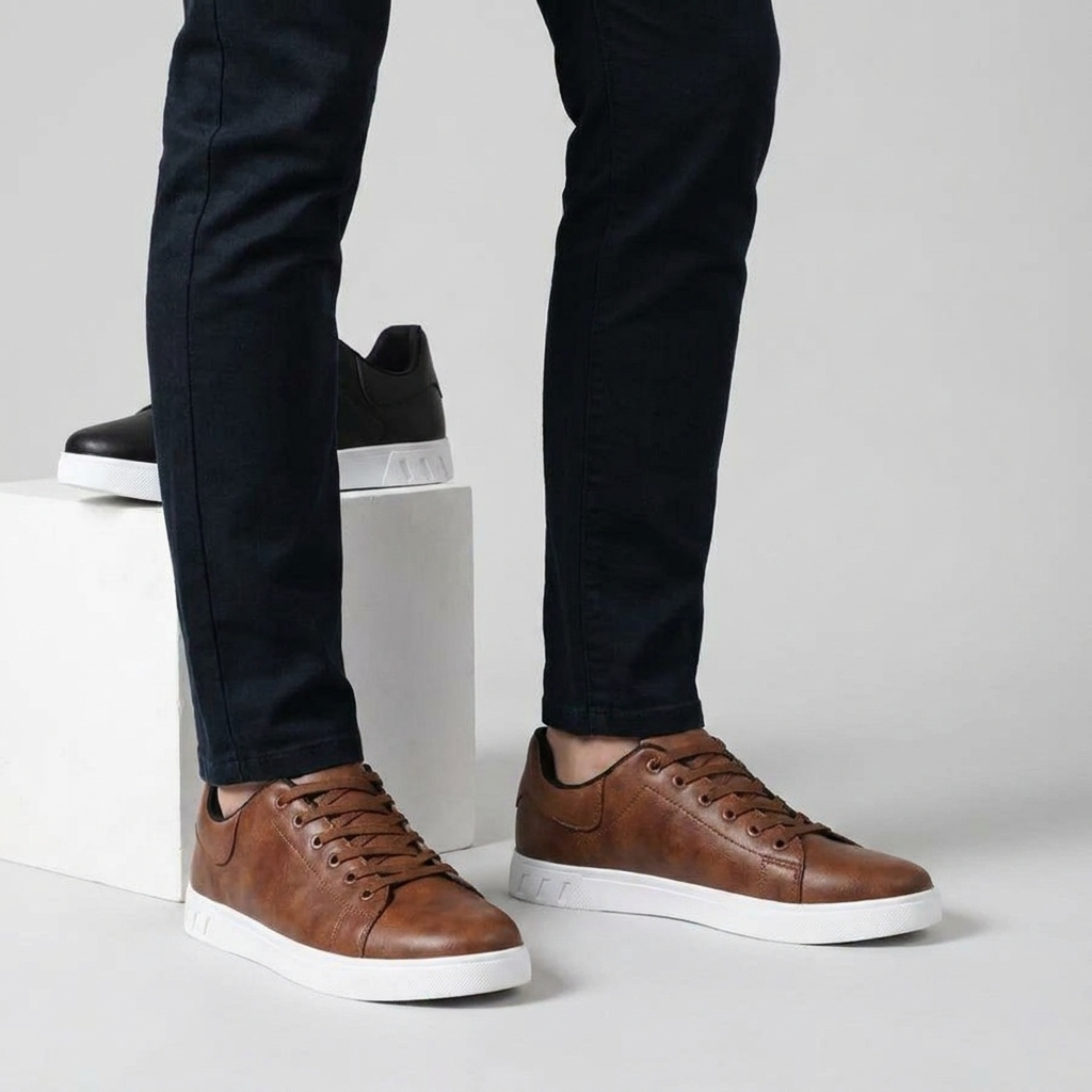 Men's Low-Top Lace-Up Trainers – Contrast Sole