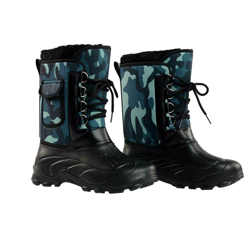 Men's Waterproof Plush-Lined Snow Boots – Lace-Up Mid-Calf Outdoor Winter