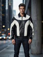 Men's Colour-Block Faux Leather Jacket