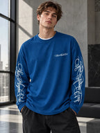 Men's Crew-Neck Longsleeve with Script Graphics – Six Colours