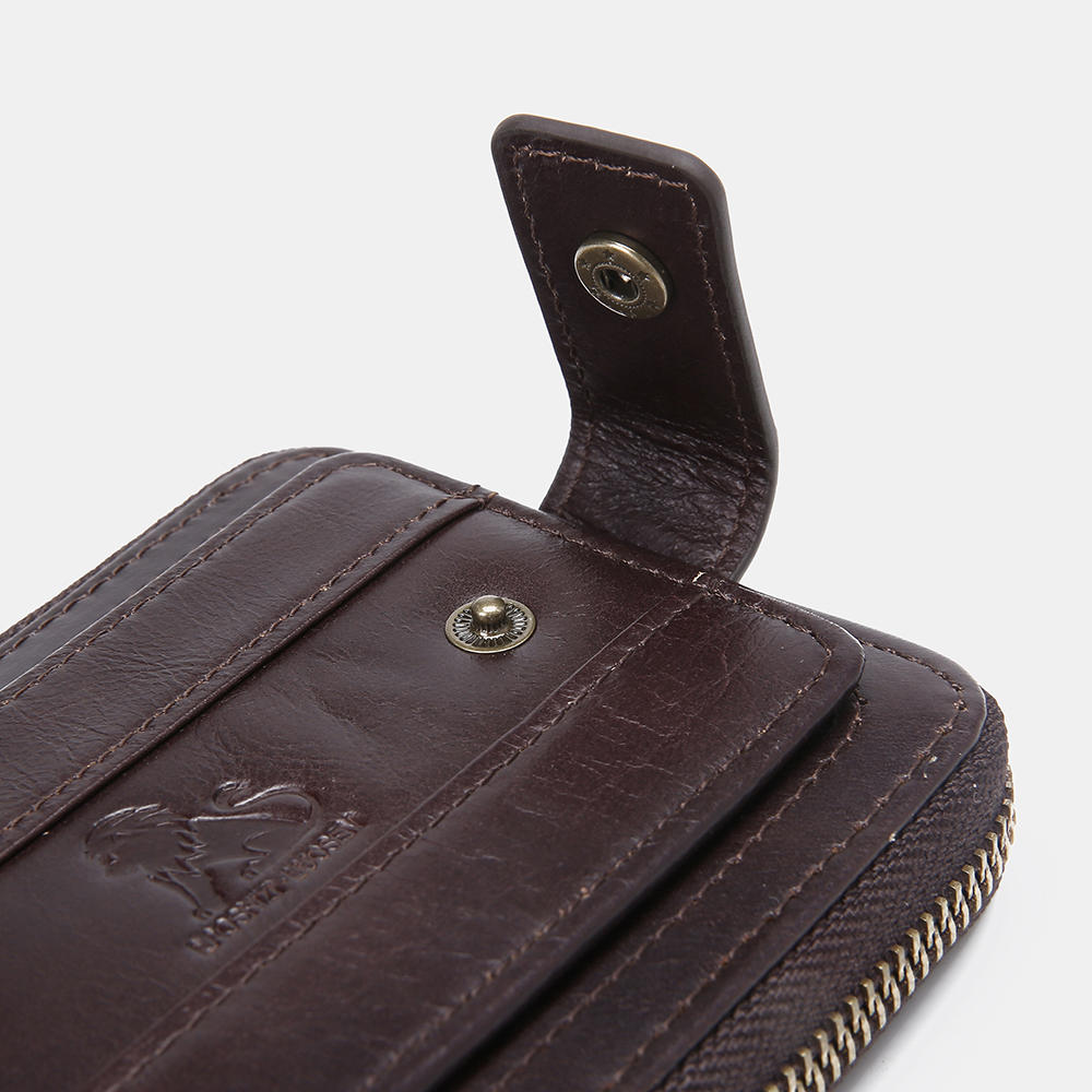 Men's RFID leather-look Wallet – Vintage Zip-Around Bifold