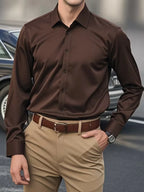 Men's Slim-Fit Mandarin Collar Formal Shirt