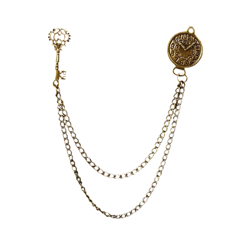 Men's Double Chain Brooch – Vintage-Inspired Accent