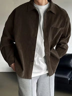 Men's Ribbed Long Sleeve Shirt with Chest Pocket