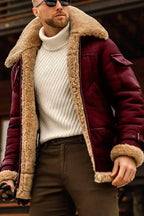 Men's shearling-style-Lined Aviator Jacket