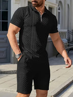 Men's Jacquard Polo and Shorts Set
