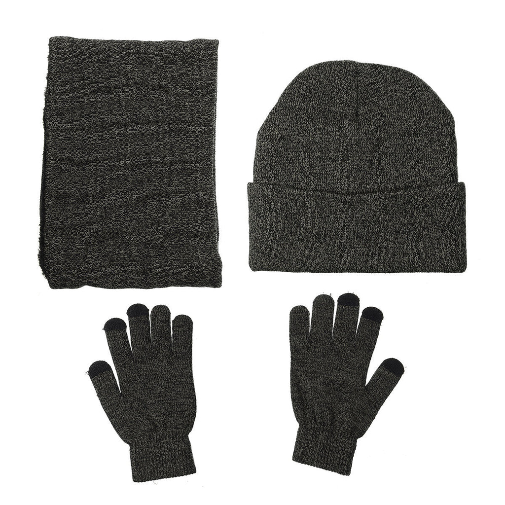 Men's Knitted Winter Accessory Set – Warm Beanie Neck Warmer