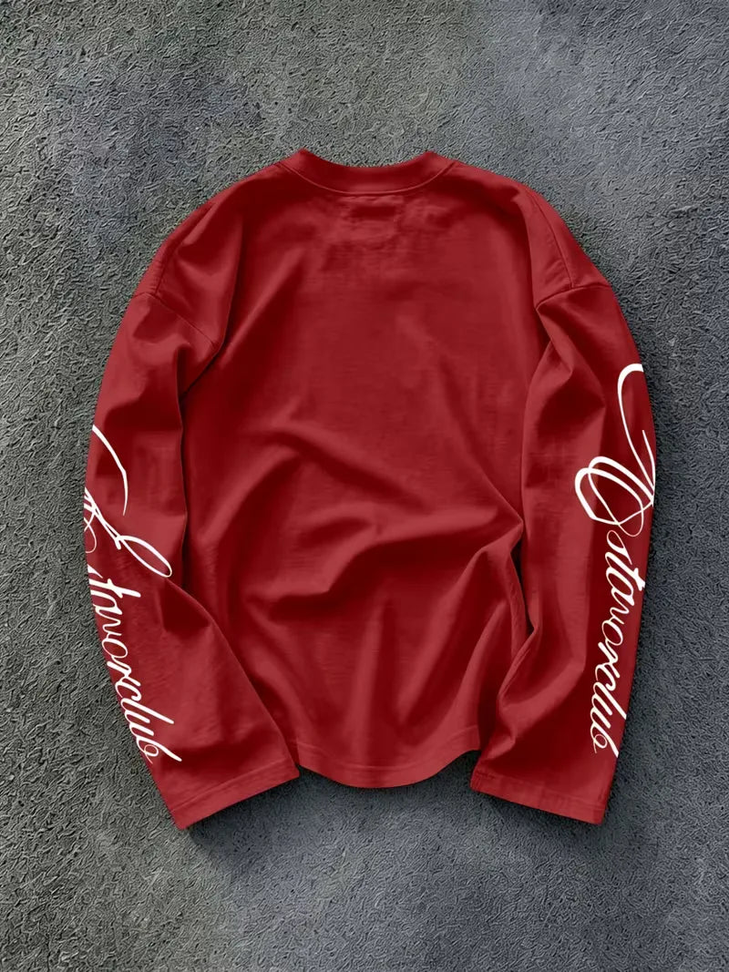 Men's Crew-Neck Longsleeve with Script Sleeve Print