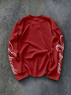 Men's Crew-Neck Longsleeve with Script Sleeve Print