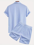 Men's Striped Shirt and Shorts Summer Set