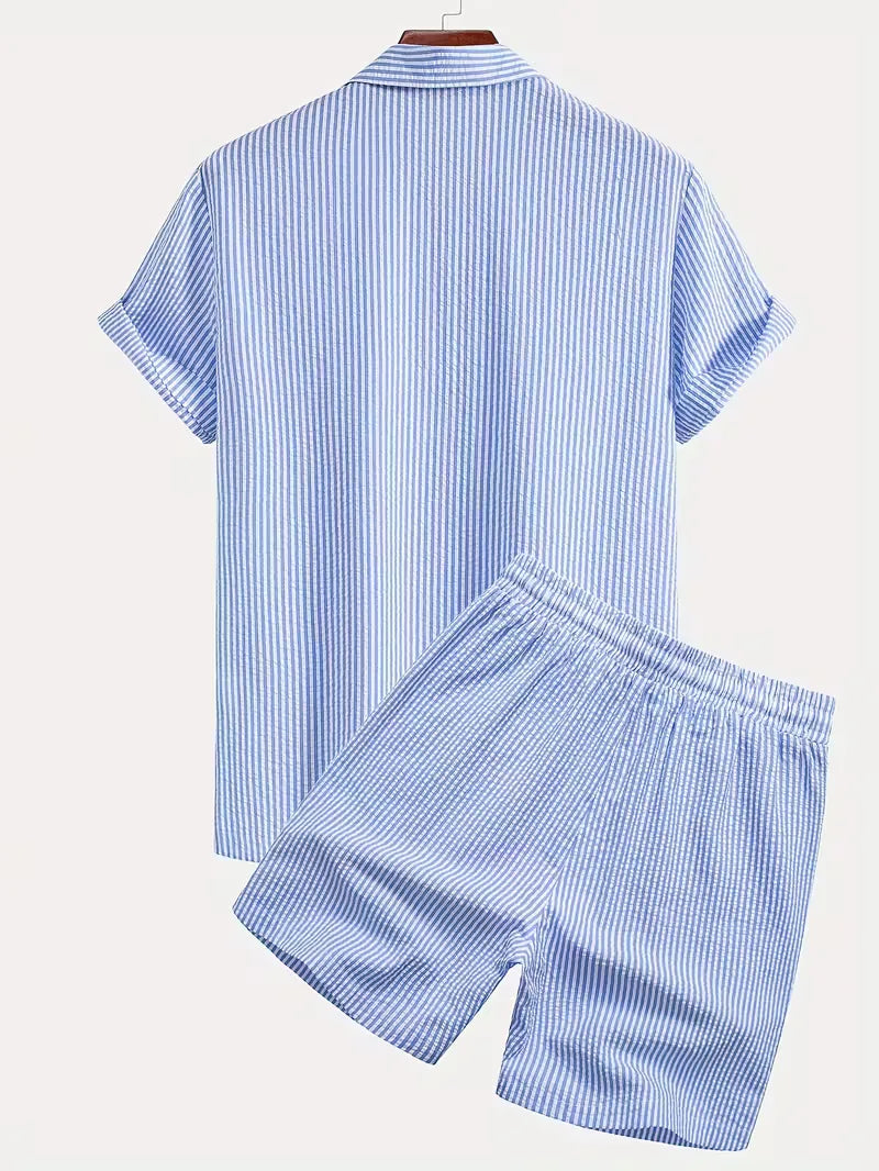 Men's Striped Shirt and Shorts Summer Set