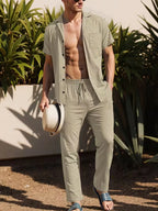Men's Short Sleeve Shirt and Trousers Set