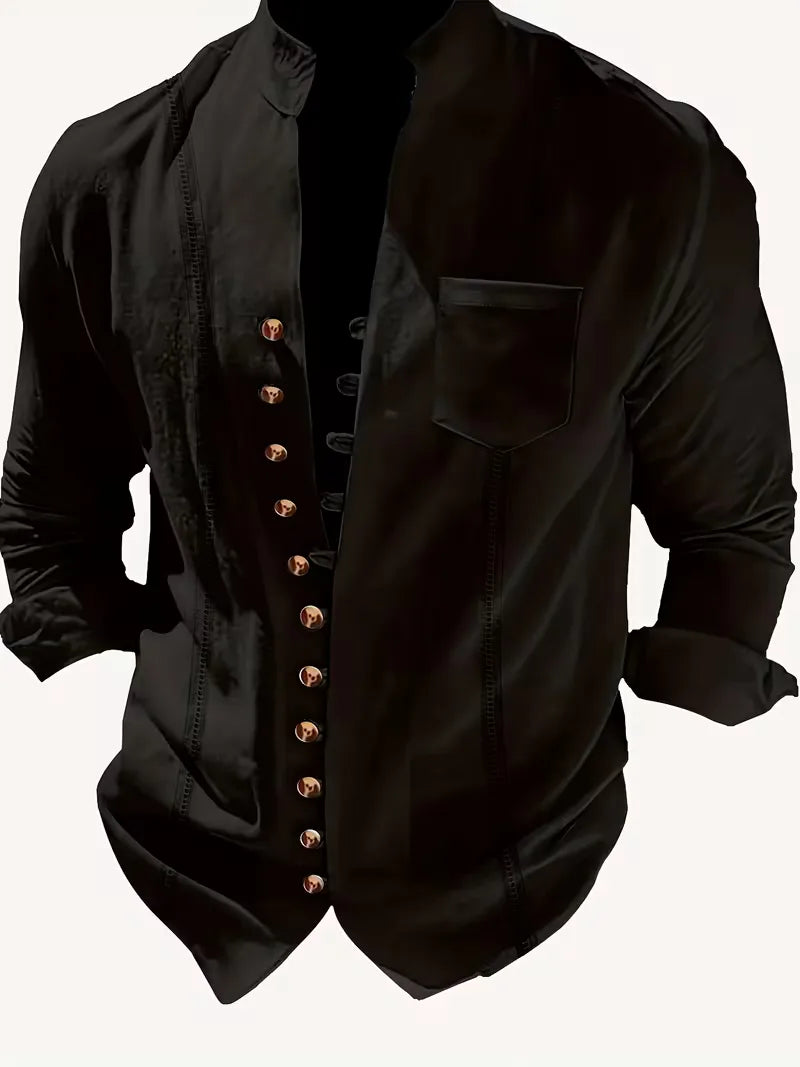 Men's Mandarin Collar Shirt and Trouser Set