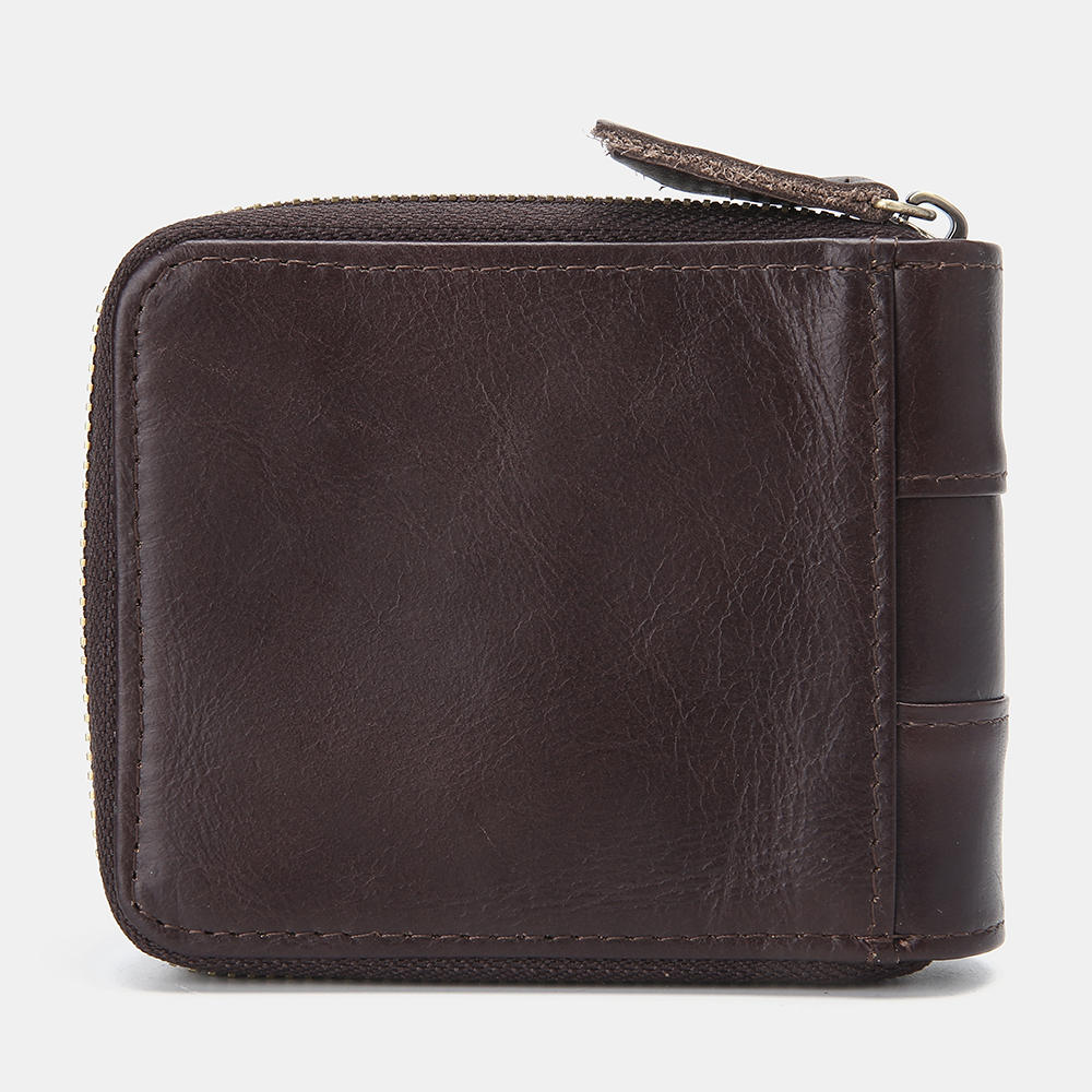 Men's RFID leather-look Wallet – Vintage Zip-Around Bifold
