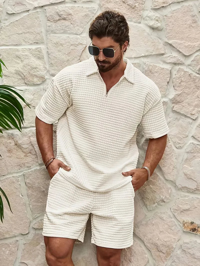 Men's Textured Top and Shorts Co-Ord