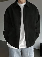 Men's Ribbed Long Sleeve Shirt with Chest Pocket