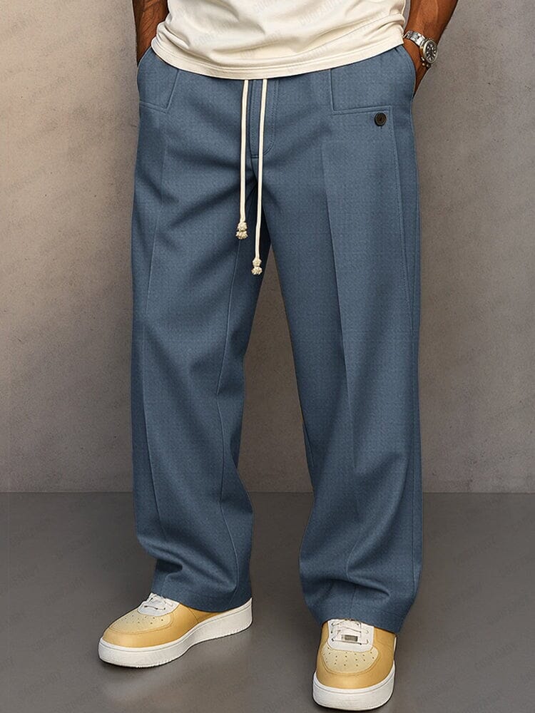 Men's Drawstring Tailored Trousers – Relaxed Smart Casual Pants