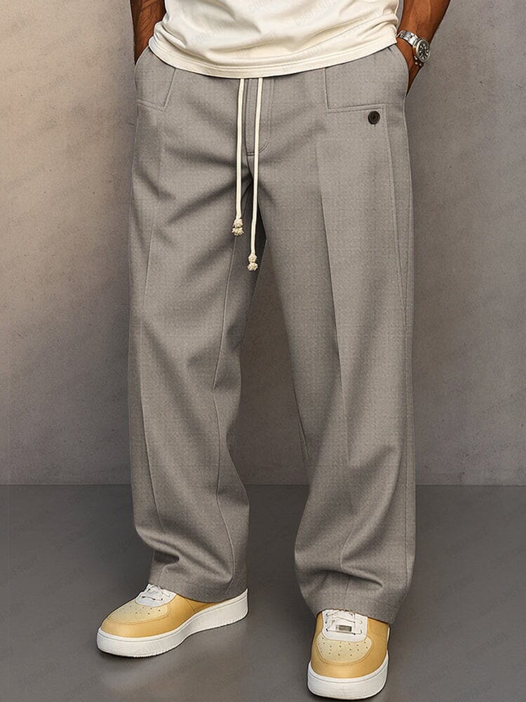 Men's Drawstring Tailored Trousers – Relaxed Smart Casual Pants