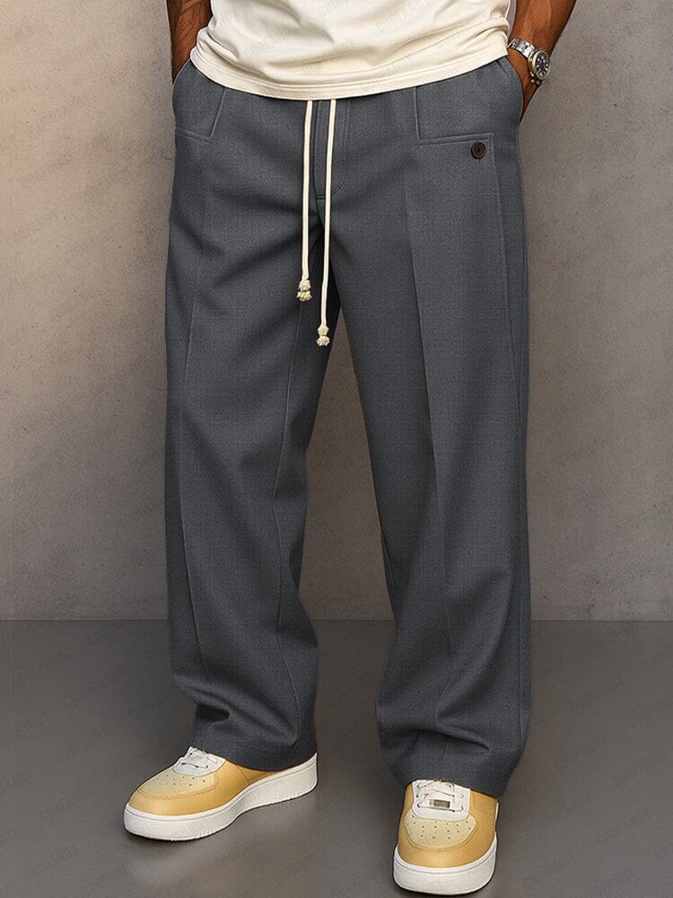Men's Drawstring Tailored Trousers – Relaxed Smart Casual Pants