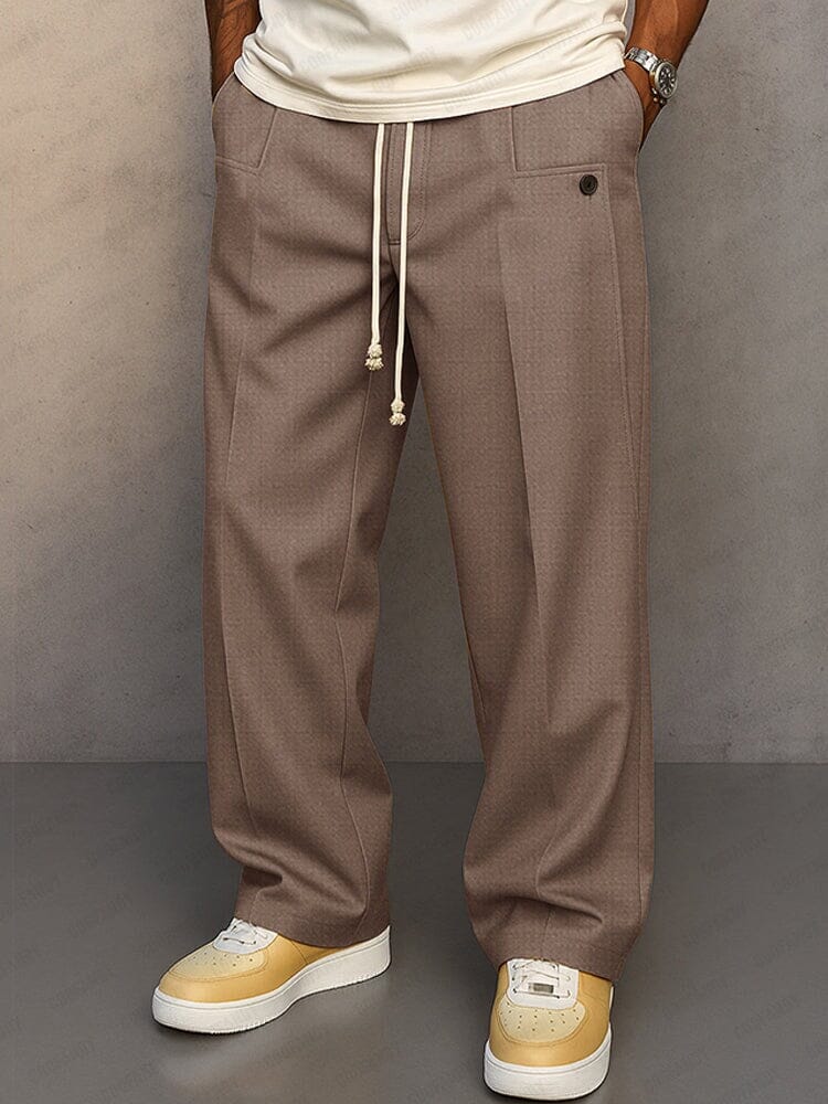 Men's Drawstring Tailored Trousers – Relaxed Smart Casual Pants