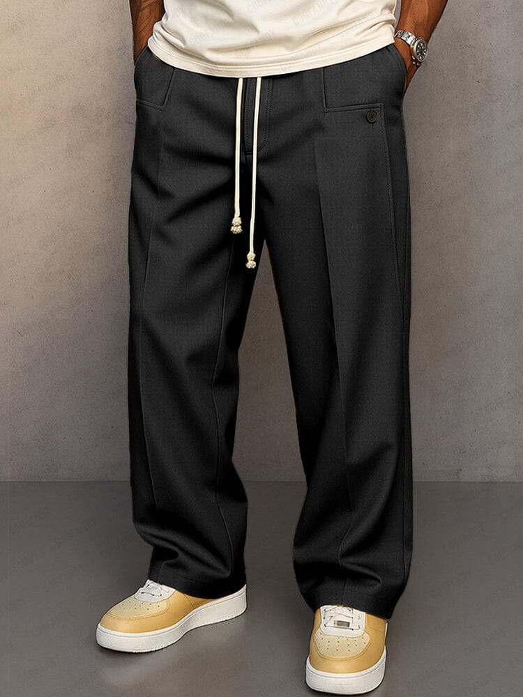 Men's Drawstring Tailored Trousers – Relaxed Smart Casual Pants