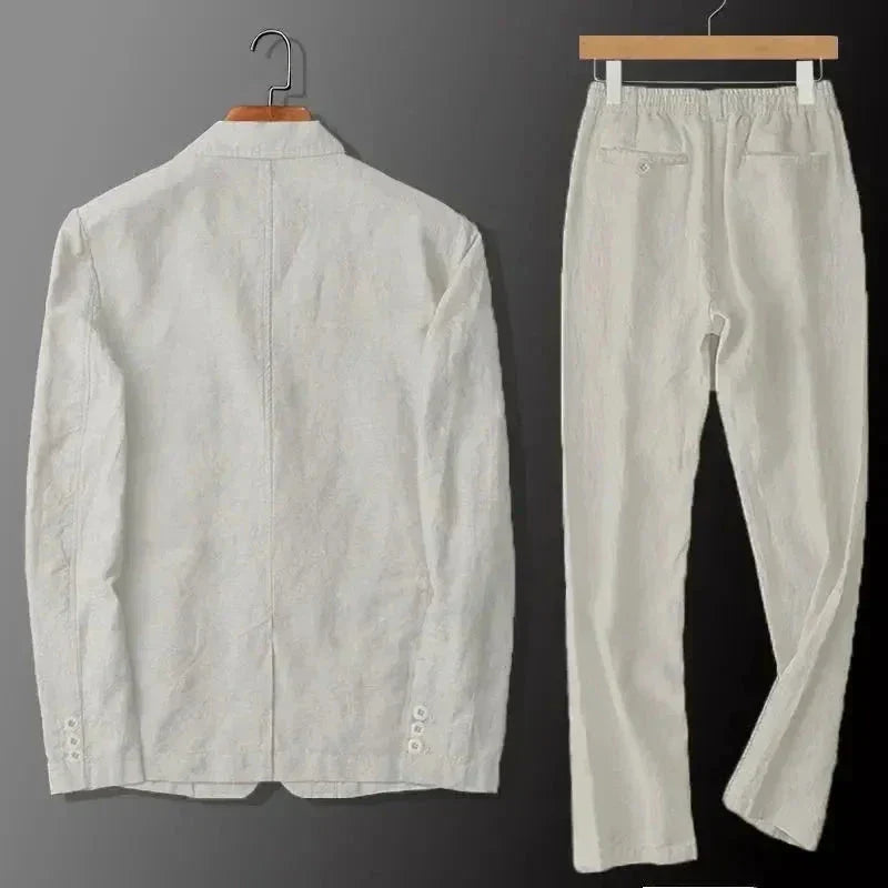 Men's linen-look Blazer and Trousers Set