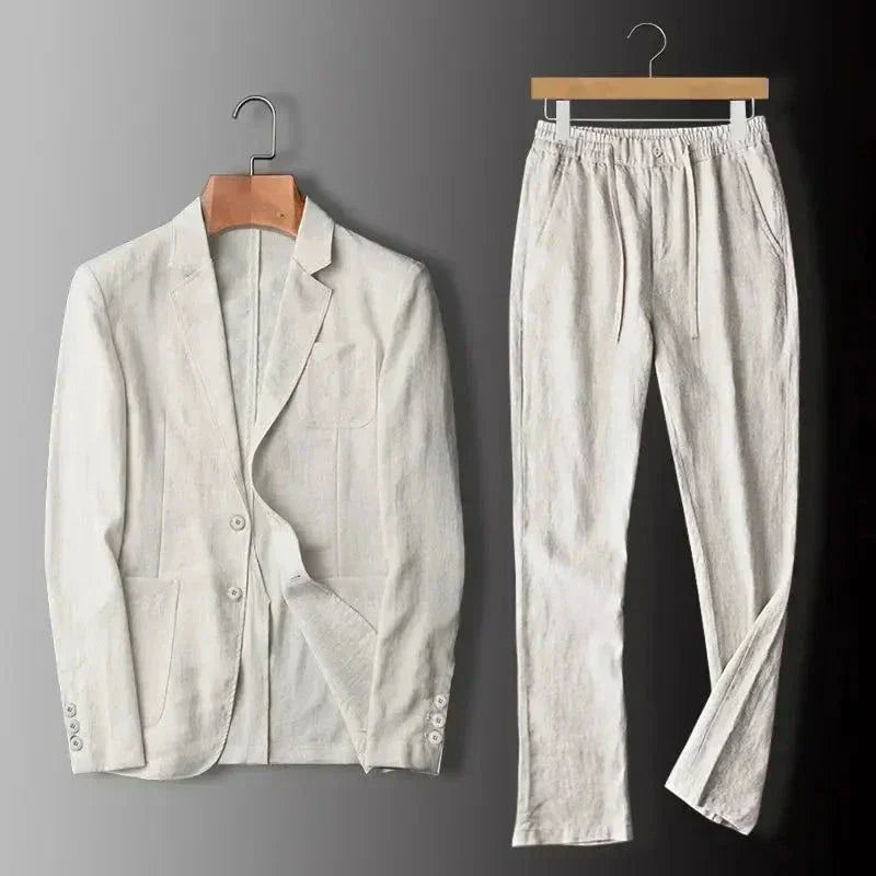 Men's linen-look Blazer and Trousers Set