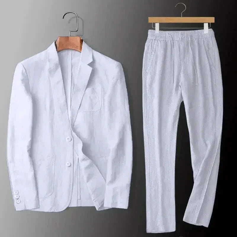 Men's linen-look Blazer and Trousers Set