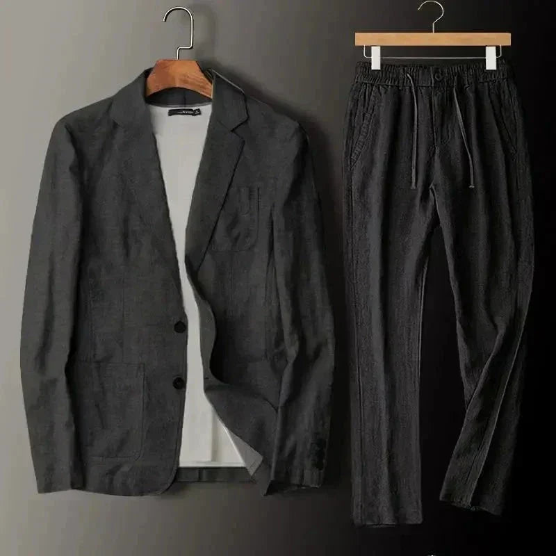 Men's linen-look Blazer and Trousers Set