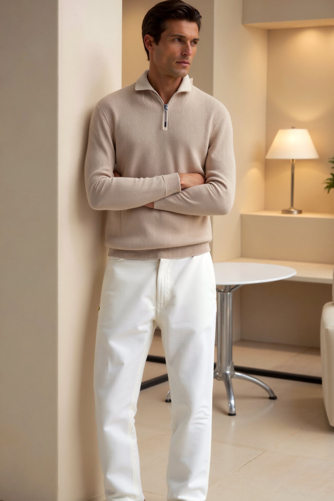Men's Zip Neck Knitted Jumper