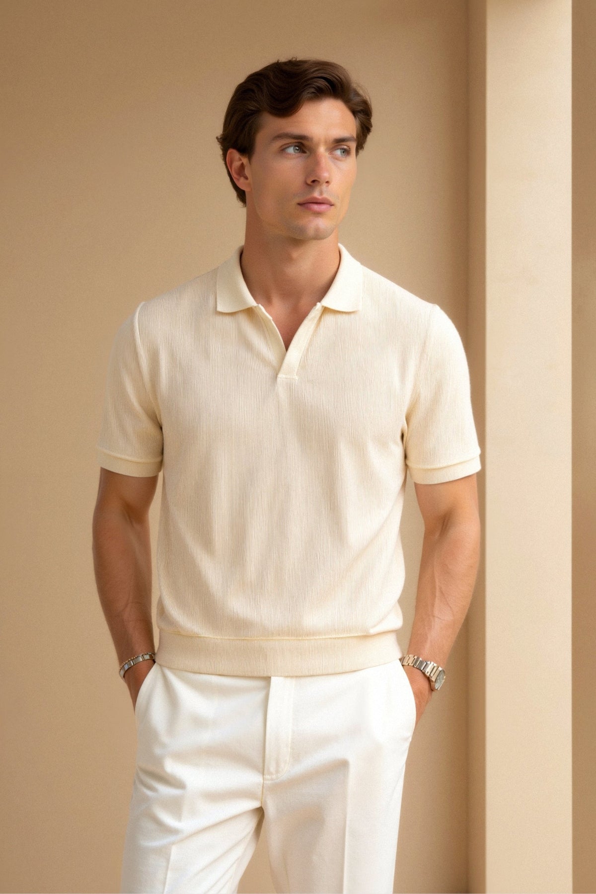 Men's Open-neck Polo Shirt