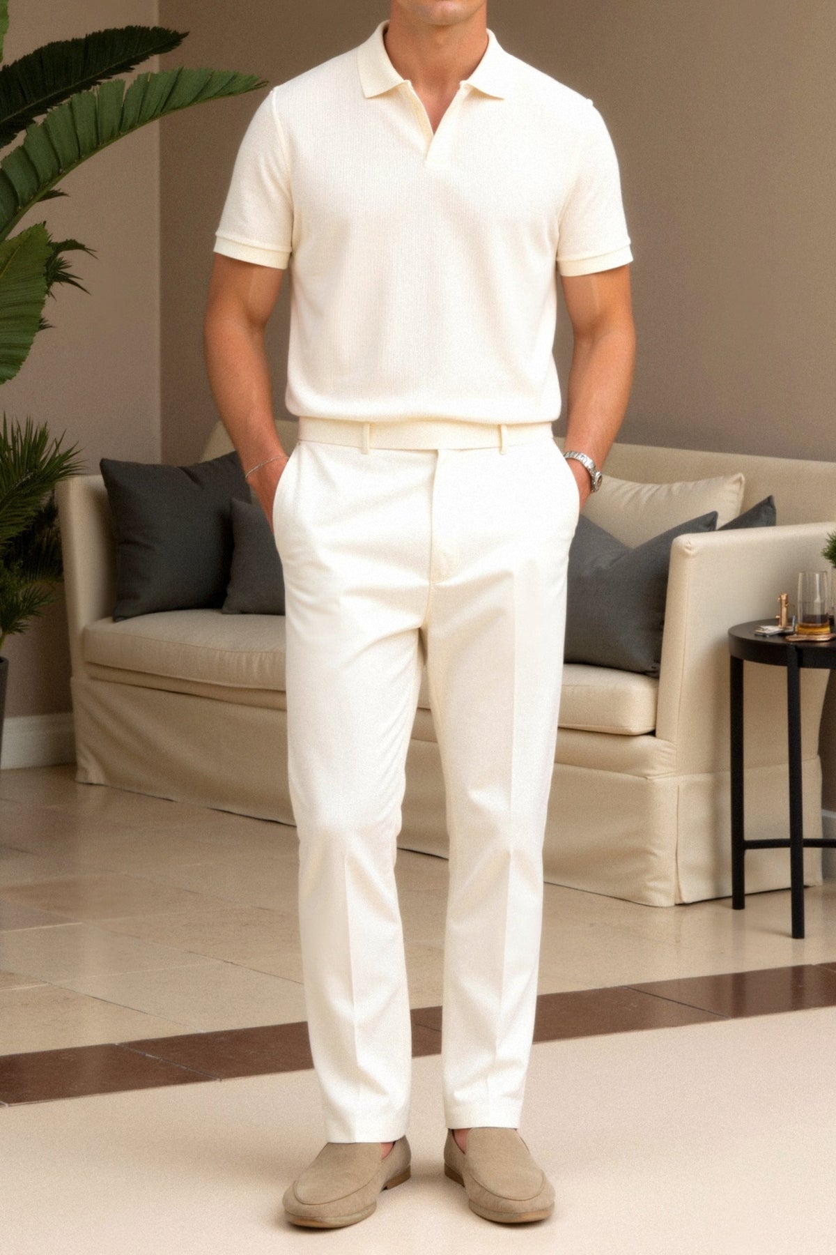 Men's Open-neck Polo Shirt