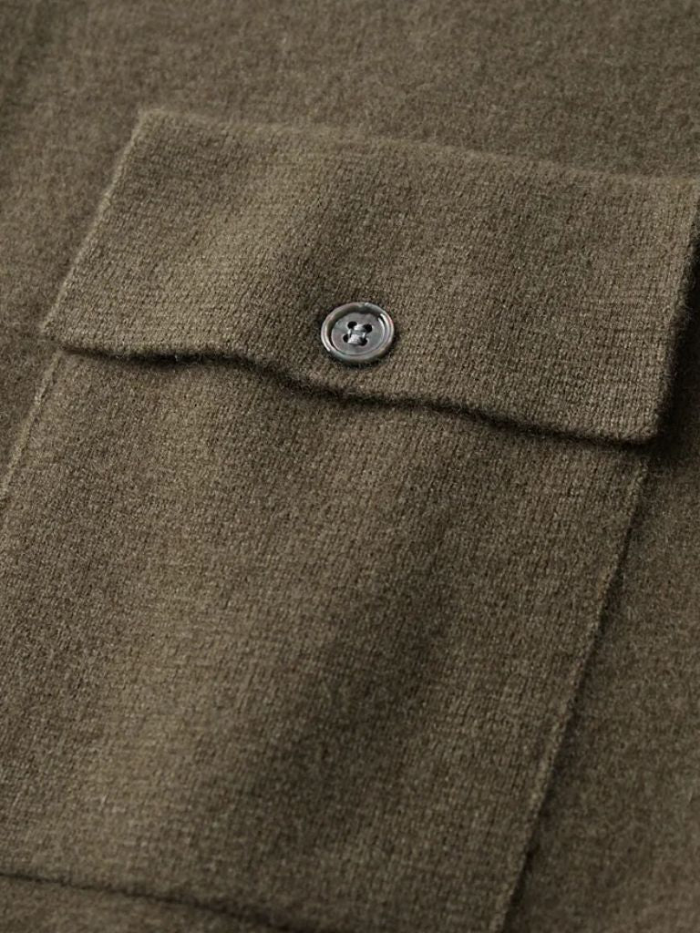 Men's Collared Button-Up Knit Cardigan – Long-Sleeve Pocket Sweater