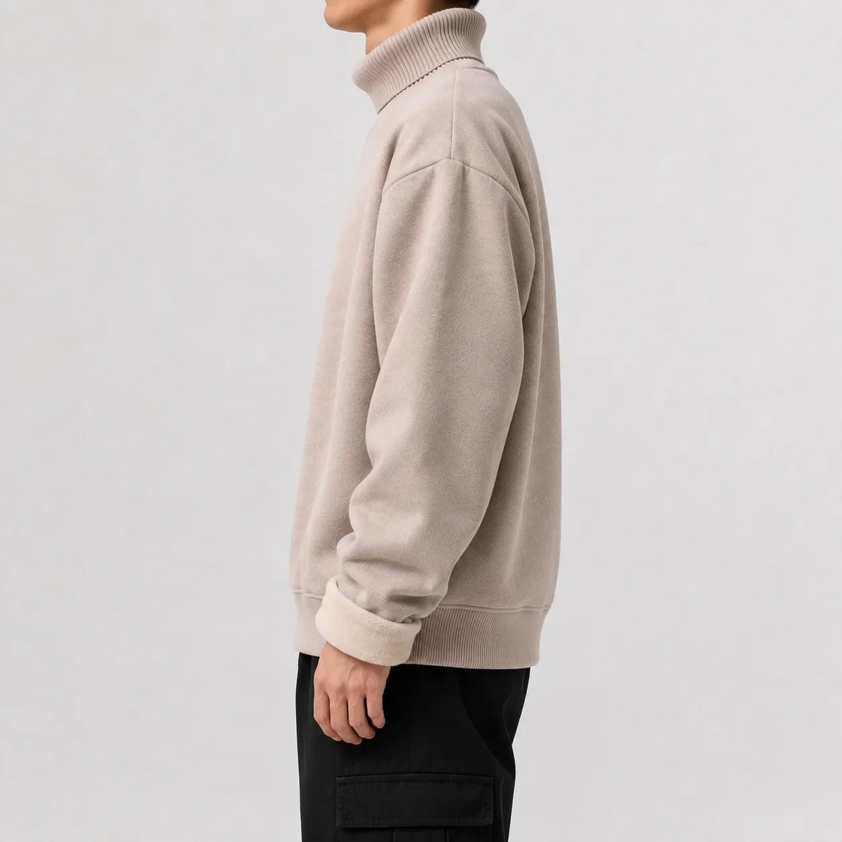 Men's Fleece-lined Jumper with Turtle Neck