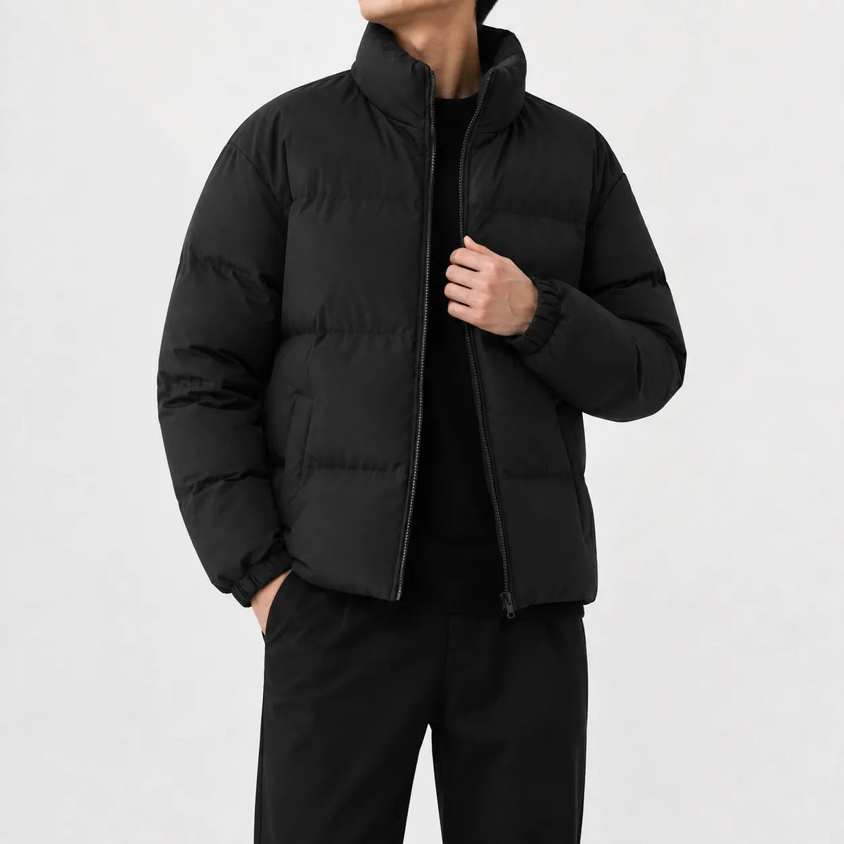 Men's Puffer Jacket with High Collar