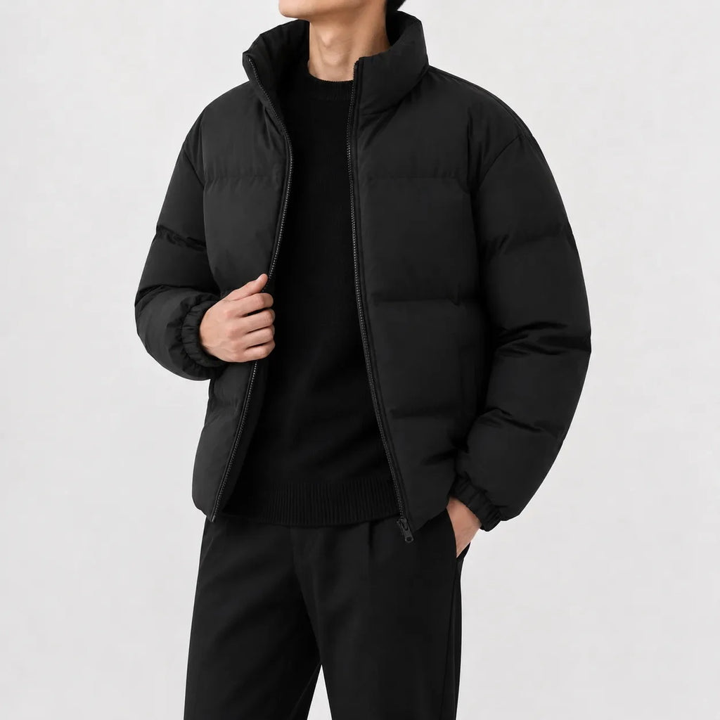 Men's Puffer Jacket with High Collar