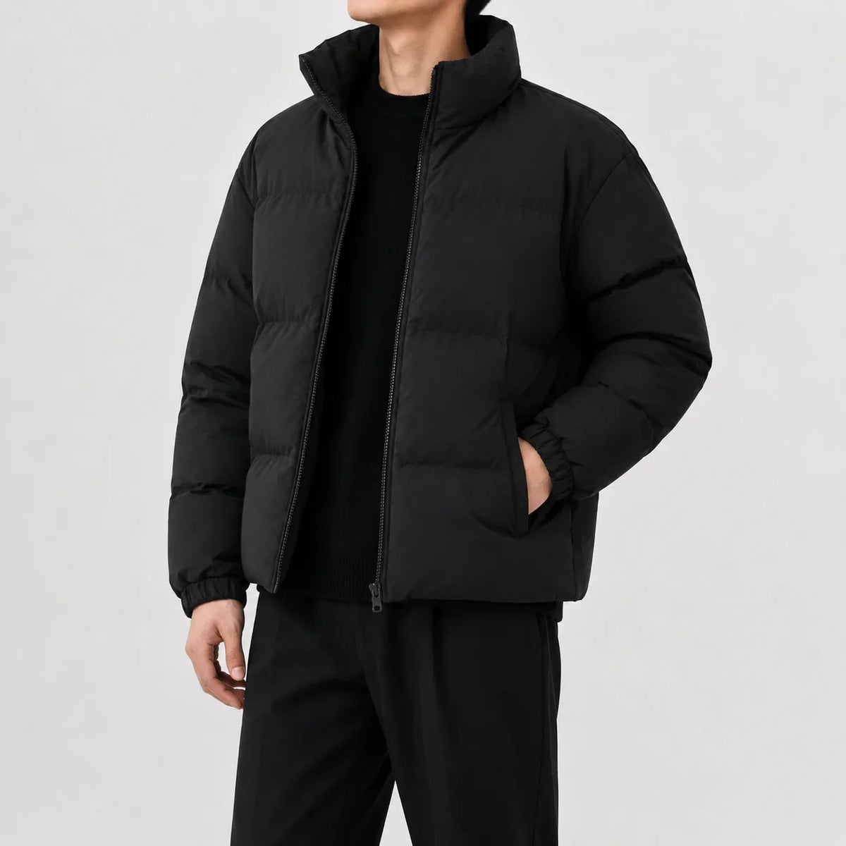 Men's Puffer Jacket with High Collar