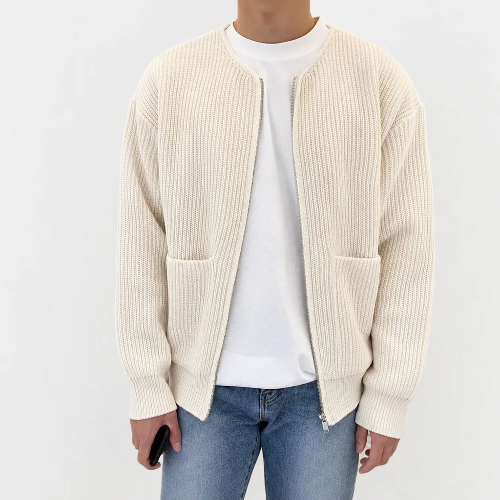 Men's Cardigan with Funnel Neck