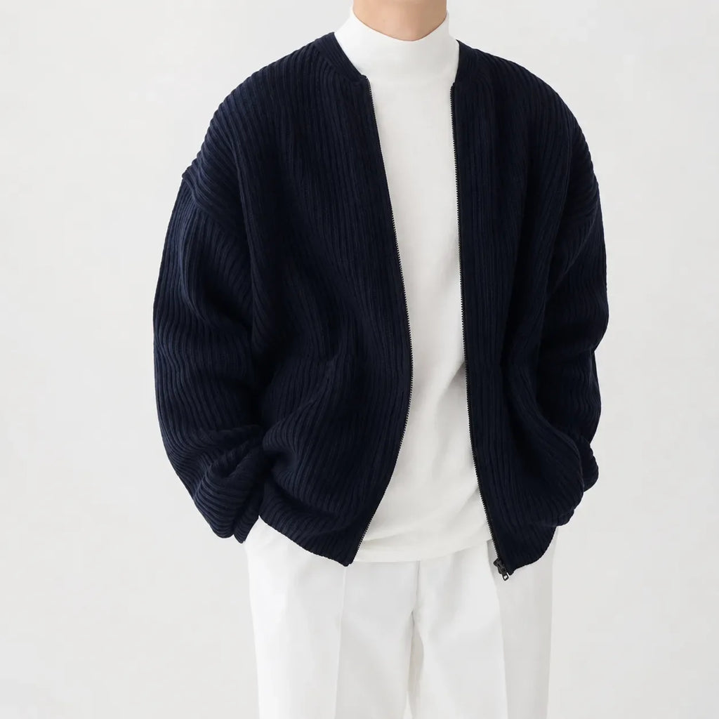 Men's Cardigan with Funnel Neck